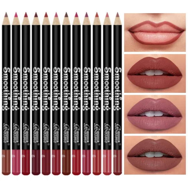 12 pcs Long-Lasting Lipstick Set with Professional Lip Liner Pencil and Matte Lip Gloss for Women Valentine's Day Gifts - Image 2