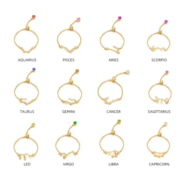 Modian 2019 Twelve Constellations Finger Ring 925 Sterling Silver Female Pisces Cancer Aries Leo Rings For Women Charm Jewelry