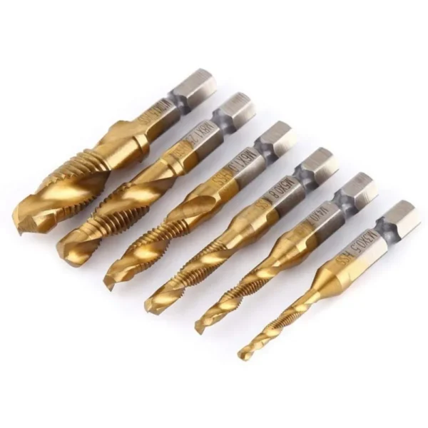 Hex Shank Titanium Plated HSS Screw Thread Metric Tap Drill Bits Screw Machine Compound Tap M3 M4 M5 M6 M8 M10 Hand Tools - Image 39