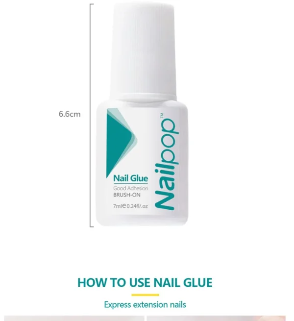 Nailpop Nail Glue for False Tips Glitter Acrylic Nail Art Adhesive Manicure Tool Rhinestone Glue Bottle Cap with Brush 2pcs - Image 12