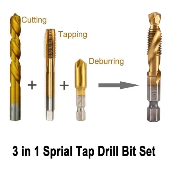 Hex Shank Titanium Plated HSS Screw Thread Metric Tap Drill Bits Screw Machine Compound Tap M3 M4 M5 M6 M8 M10 Hand Tools - Image 37