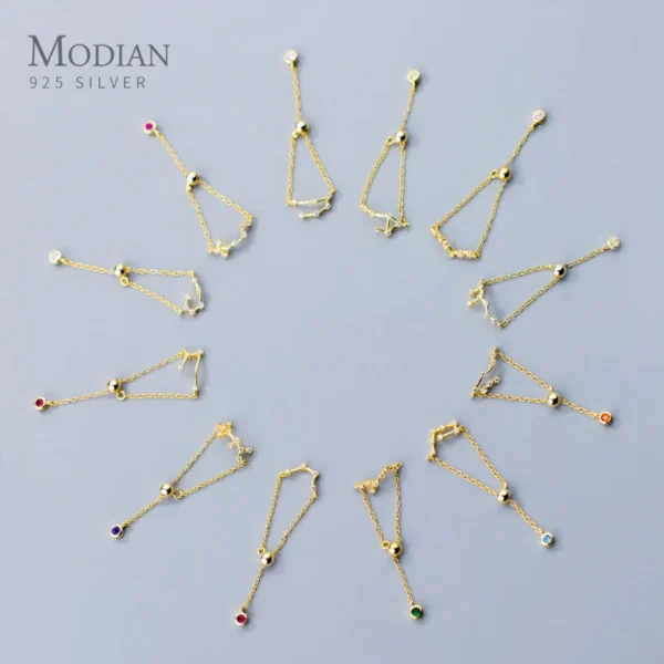 Modian 2019 Twelve Constellations Finger Ring 925 Sterling Silver Female Pisces Cancer Aries Leo Rings For Women Charm Jewelry - Image 3