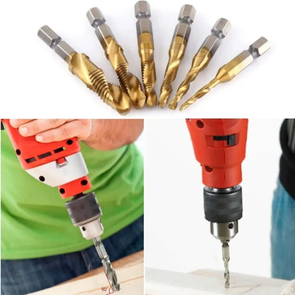 Hex Shank Titanium Plated HSS Screw Thread Metric Tap Drill Bits Screw Machine Compound Tap M3 M4 M5 M6 M8 M10 Hand Tools - Image 40