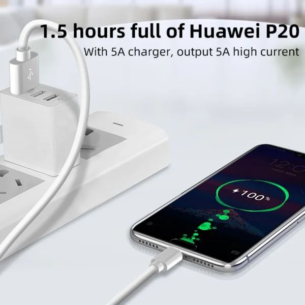 AUFU Super Fast Charge Cable for Huawei P30 Pro 5A USB Type C Cable Type-C Cable for Huawei P20 Pro Mate 20 Pro Mate 10 Pro P10 - Image 6