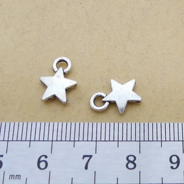 50 Pieces/lot  9x12mm Antique Silver Color Star Charms DIY Necklace Bracelet Pendant Handcraft Jewelry - Image 3