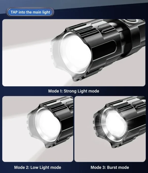 High Strong Power Led Flashlights 2000LM Tactical Torch with Display Light USB Charging Camping Fishing Emergency Zoom Lantern - Image 18