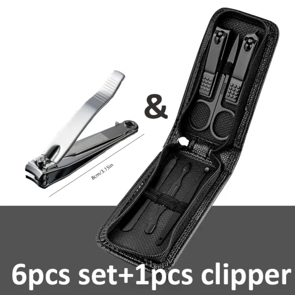 Ouriner 6-18Pcs Portable Manicure Sets Pedicure Kits Bright Black Nail Clipper Set Personal Care Tools Eyebrow Scissors - Image 12