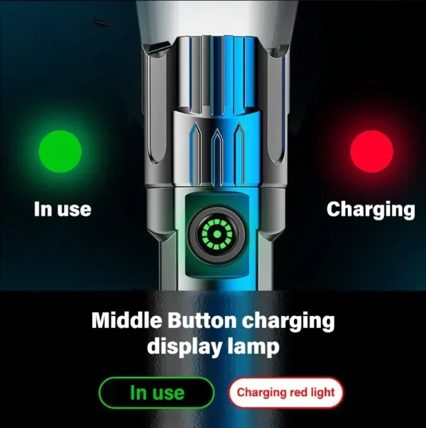 High Strong Power Led Flashlights 2000LM Tactical Torch with Display Light USB Charging Camping Fishing Emergency Zoom Lantern - Image 16