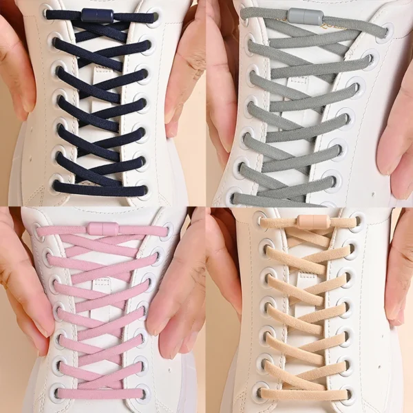 Elastic No Tie Shoelaces Semicircle Shoe Laces For Kids and Adult Sneakers Shoelace Quick Lazy Metal Lock Laces Shoe Strings - Image 6