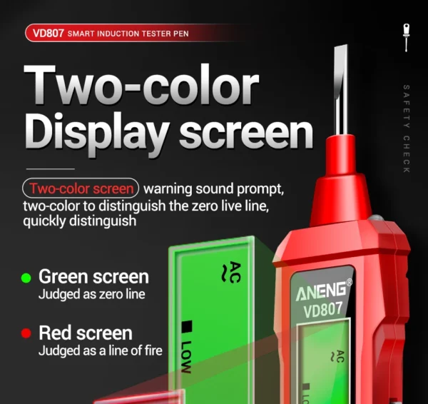 ANENG VD807 One-word Induction Portable 50/60Hz Smart Electric Pen Tester NCV Sensor AC 12-300V Non-contact Wire Detector Tools - Image 21