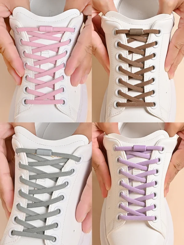 Elastic No Tie Shoelaces Semicircle Shoe Laces For Kids and Adult Sneakers Shoelace Quick Lazy Metal Lock Laces Shoe Strings - Image 33