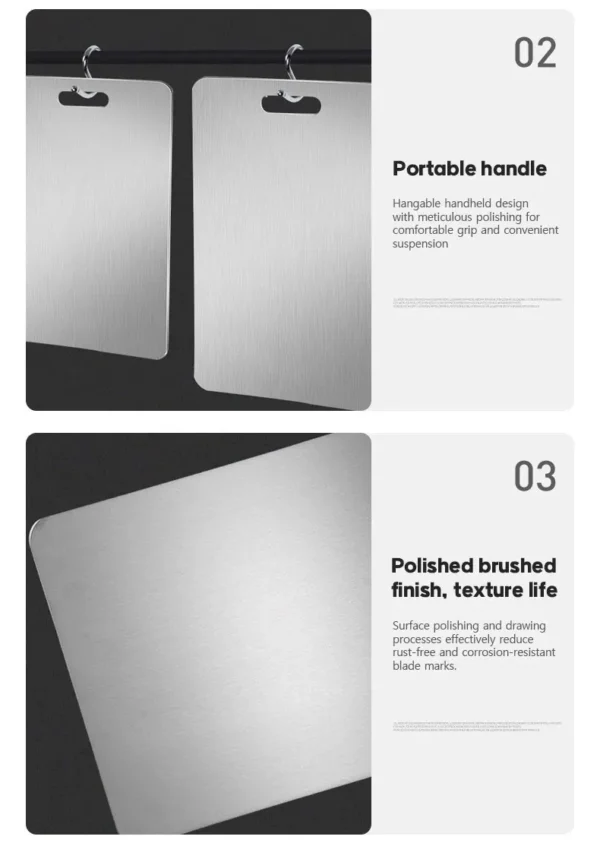 316 Stainless Steel Panel and Chopping Board Kitchen Household Thickened Double Sided Cutting Board Block Kneading Dough Board - Image 19