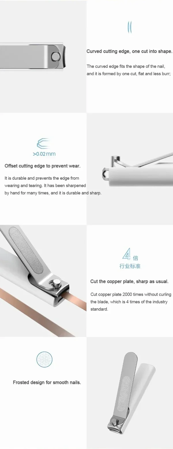 XIAOMI Mijia Anti-Splash Nail Clipper 420 Stainless Steel Sharp Durable Portable Pedicure Trimmer Nails File with Storage Shell - Image 12