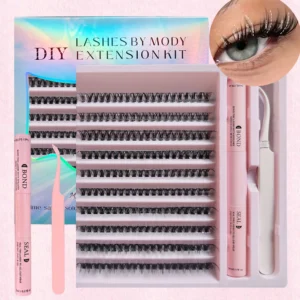 DIY Segmented False Eyelash Set Large Capacity Cluster Eyelash Book With Glue,Remove GLue,Twezeer,Brush,Festival gift