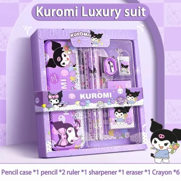 Sanrio 12PCS Kuromi Stationery Set Cinnamoroll My Melody Pencils Erasers Rulers Student School Supplies Study Stationery Gifts - Image 6