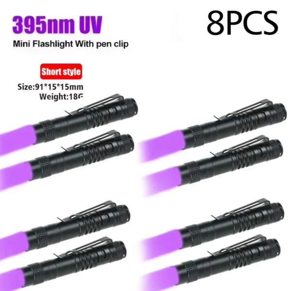 UV Flashlight 395nm Ultraviolet Torch With Pen Clip Portable AAA Batteries Used Violet Light Pet Urine Scorpion Detector UV Lamp - Image 7