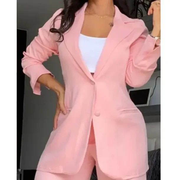 Elegant Autumn Women's Blazer and Pants Two Piece Set Female Outifits Fashion Notched Collar Coat & Pocket Design Trouser Suit - Image 20