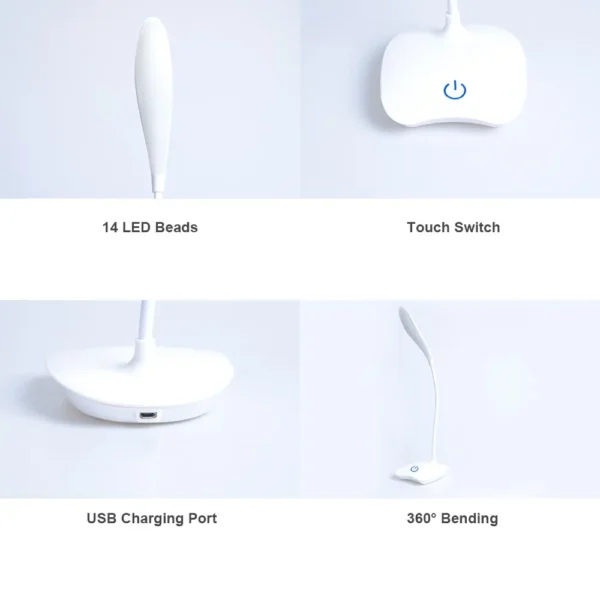 LED Desktop Desk Lamp USB Rechargeable Lighting Eye Protection Room Night Light Bedroom Bedside Student Reading Lamp - Image 10