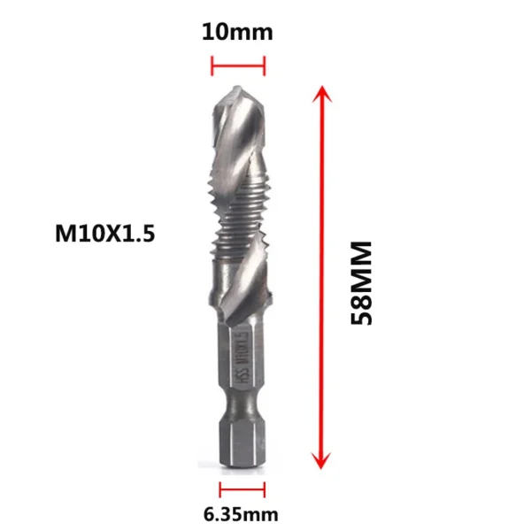 Hex Shank Titanium Plated HSS Screw Thread Metric Tap Drill Bits Screw Machine Compound Tap M3 M4 M5 M6 M8 M10 Hand Tools - Image 31
