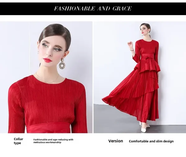 Miyake Irregular Lantern Skirt Top+long Lace Up Pleated Skirt Womens Two Peice Sets French Retro Pleated Autumn Skirts 2024 - Image 14