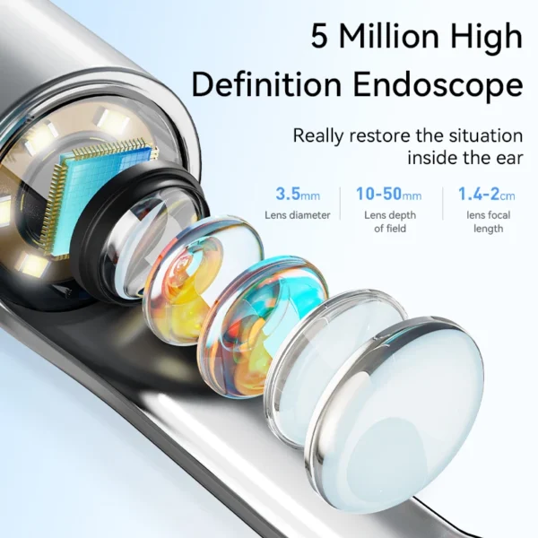 Visual Ear Wax Cleaner with Camera Safe Earwax Removal Endoscope with 5M Camera Luminous Otoscope Ear Cleaning Tools Ear Care - Image 5