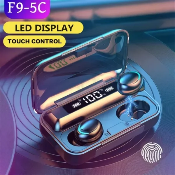 New F9 Bluetooth Headphones 9D Stereo High Bass Sport Earphones Handfree Touch Control Tws Wireless Earbuds Waterproof Headset - Image 3
