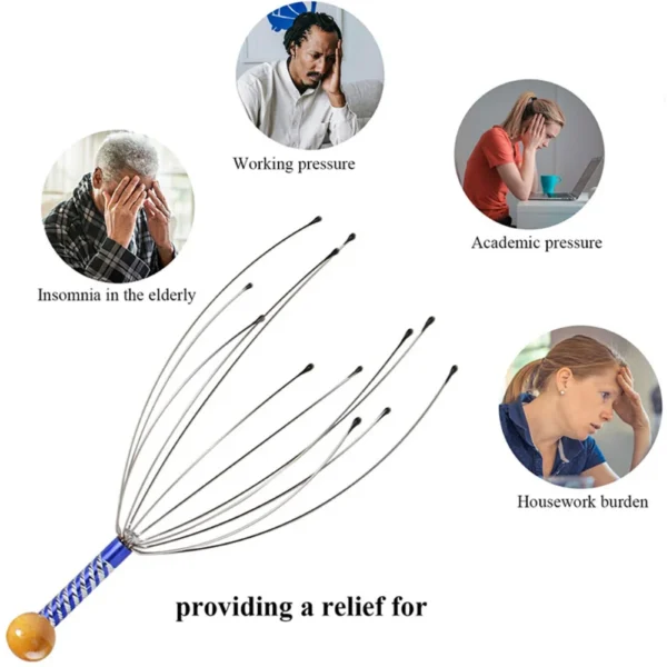 Octopus Head Massager Scratching Scalp Relaxation Relief Body Massager Scratcher Relieves Tension Health Care Tools Random - Image 13