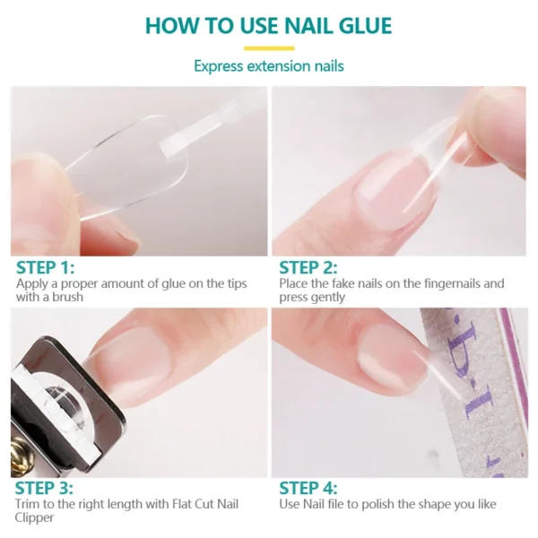 Nailpop Nail Glue for False Tips Glitter Acrylic Nail Art Adhesive Manicure Tool Rhinestone Glue Bottle Cap with Brush 2pcs - Image 4