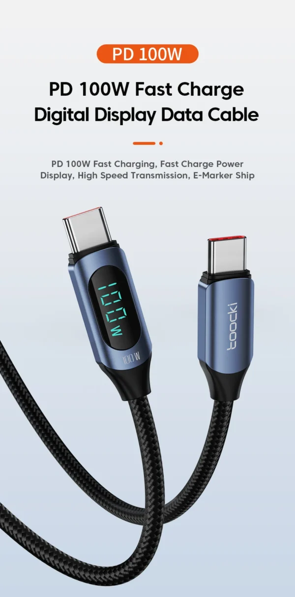 Toocki Type C to Type C Cable 100W PD Fast Charging Charger USB C to USB C Display Cable For Xiaomi POCO F3 Realme Macbook iPad - Image 15