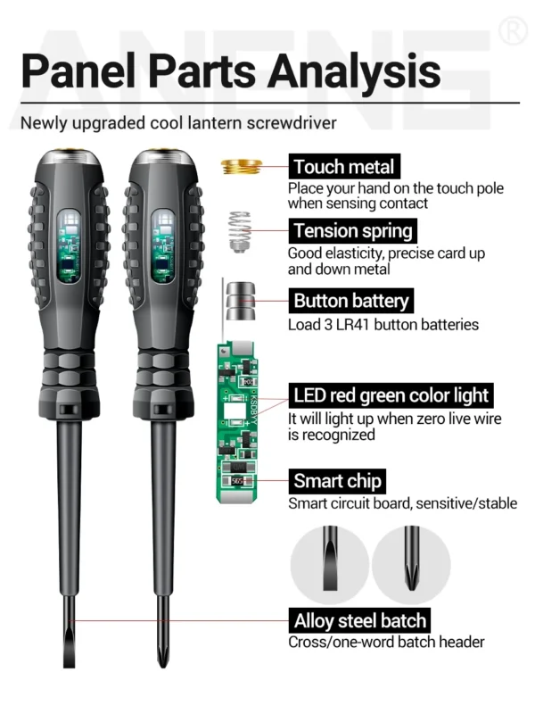 Multifunctional Electrician Test Screwdriver AC Non-contact Induction Test Pen Voltage Tester 70-600V Red Green Induction Lights - Image 18