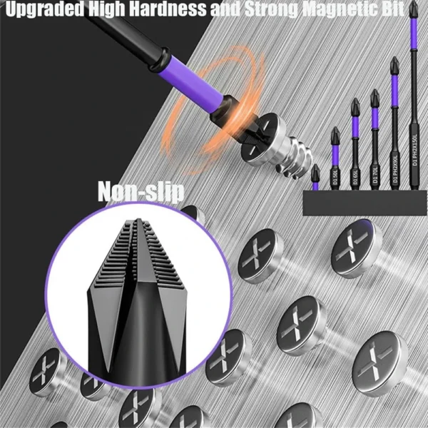 6/12 Pcs Magnetic Screwdriver Bits Non-slip Shockproof Phillips Impact Bits Hex Shank Alloy Steel Bits Suitable for Power Tools - Image 2