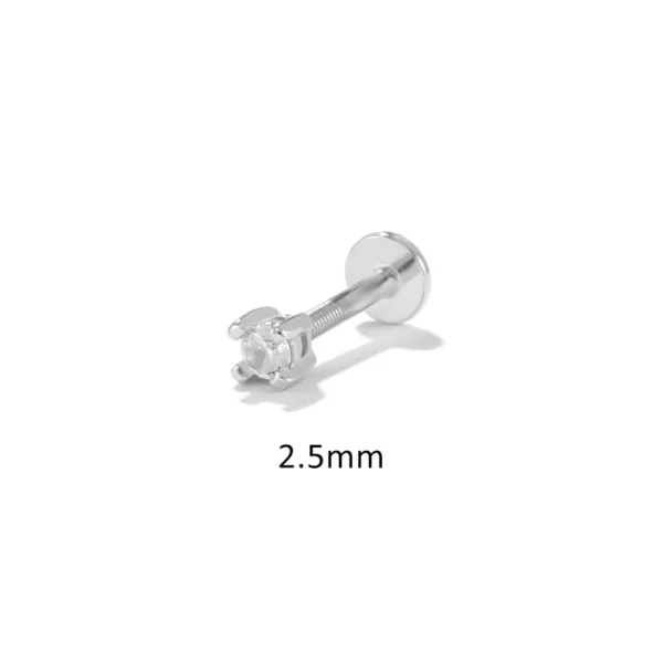 Aide 925 Sterling Silver 1PC Flat End Piercing Jewelry For Women Zircon Evil Eye Lightning Sphere Stud Earrings Labret Lip Ring - Image 14