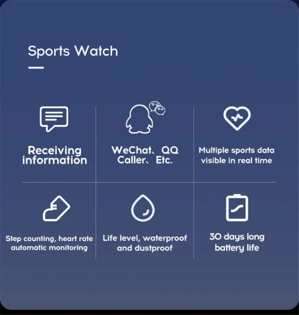 Smart Watch Sport Fitness Bracelet Control Music Message Display Pedometer Bluetooth Connect Smartwatch 116 Alarm Clock Weather - Image 16