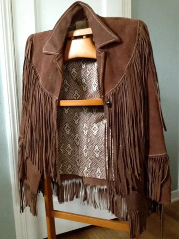 Classic Retro Women's Jacket Suede Tassel Long Sleeve Bohemian Ethnic Style 2024 Autumn And Winter New Jacket - Image 4