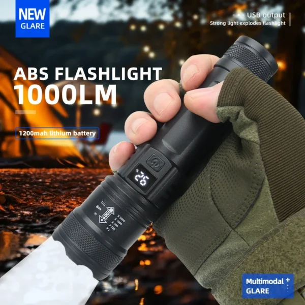 High Strong Power Led Flashlights 2000LM Tactical Torch with Display Light USB Charging Camping Fishing Emergency Zoom Lantern - Image 10