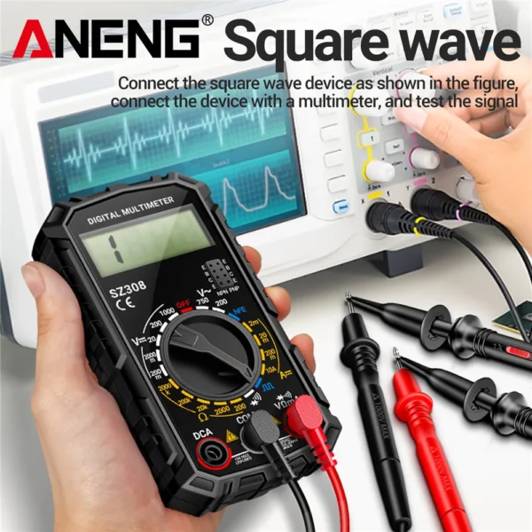 ANENG SZ308 Square Wave Digital Tester 1999 Counts HFE Triode Buzzer Multimeter AC/DC Voltage 10A Current Multimeters Meter Tool - Image 3