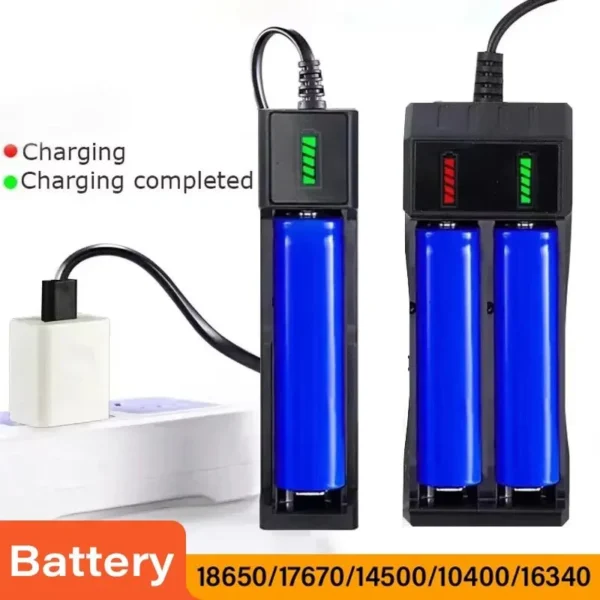 18650 Battery Charger 1/2/4 Slots Dual 18650 Charging 3.7V  Rechargeable Lithium Battery USB Charger For 16340 14500 18650 - Image 6