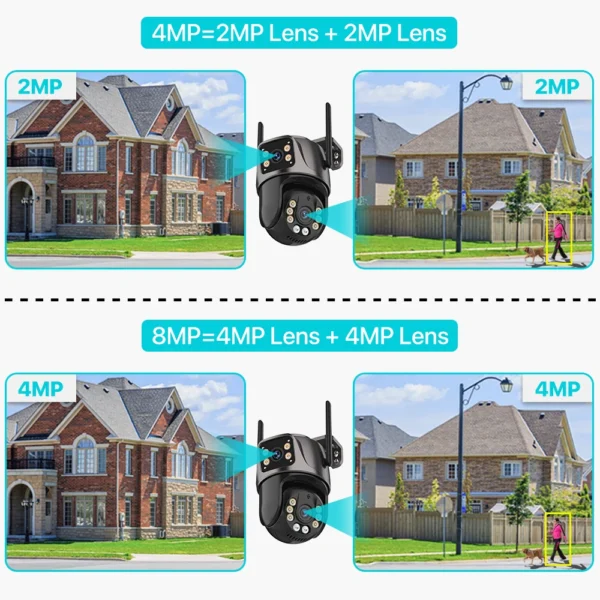 4K 8MP HD Wifi PTZ Camera Outdoor 4MP Dual Lens Dual Screen AI Auto Tracking IP Camera CCTV Audio Video Surveillance P2P iCSee - Image 8