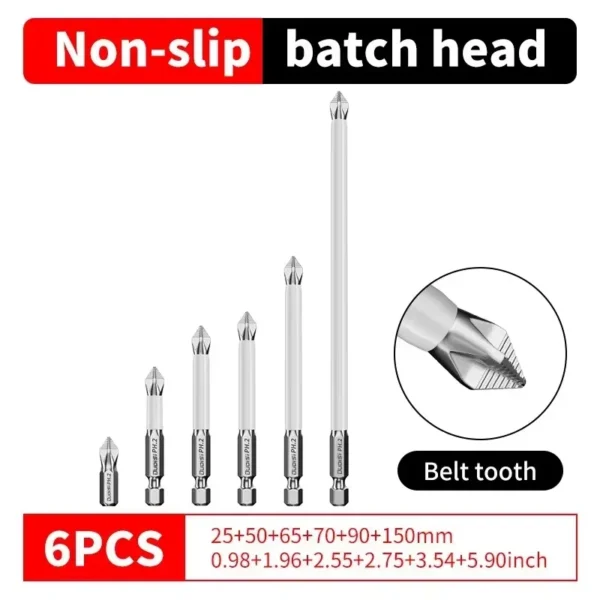 6 PCs Non-Slip Magnetic Cross Head Household Electric Driver Screw Set - High Hardness Hand Drill Bits for Electric Screwdrivers - Image 6