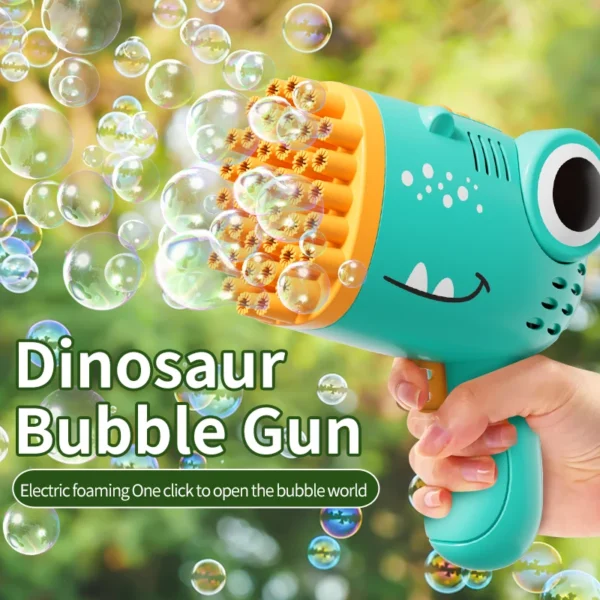 40 Holes Dinosaur Bubble Gun Handheld Fully Automatic Bubble Machine Without Battery And Bubble Water For Kids Gift - Image 2