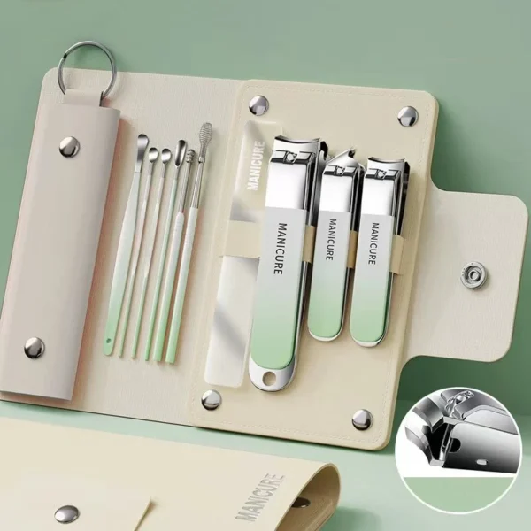 Ouriner 6-18Pcs Portable Manicure Sets Pedicure Kits Bright Black Nail Clipper Set Personal Care Tools Eyebrow Scissors - Image 17