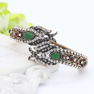 Neovisson Turkish Women Cuff Bracelet Antique Gold Color Crystal Wedding Jewelry Bride Gift High Quality Clothing Accessories