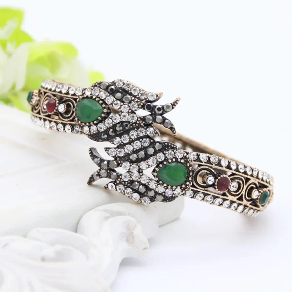Neovisson Turkish Women Cuff Bracelet Antique Gold Color Crystal Wedding Jewelry Bride Gift High Quality Clothing Accessories