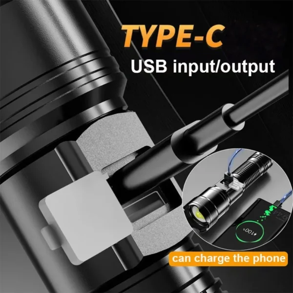 High Strong Power Led Flashlights Tactical Flash Light Torch Ultra Bright Lamp USB Charging Camping Fishing Defensa Zoom Lantern - Image 4