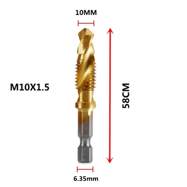 Hex Shank Titanium Plated HSS Screw Thread Metric Tap Drill Bits Screw Machine Compound Tap M3 M4 M5 M6 M8 M10 Hand Tools - Image 26
