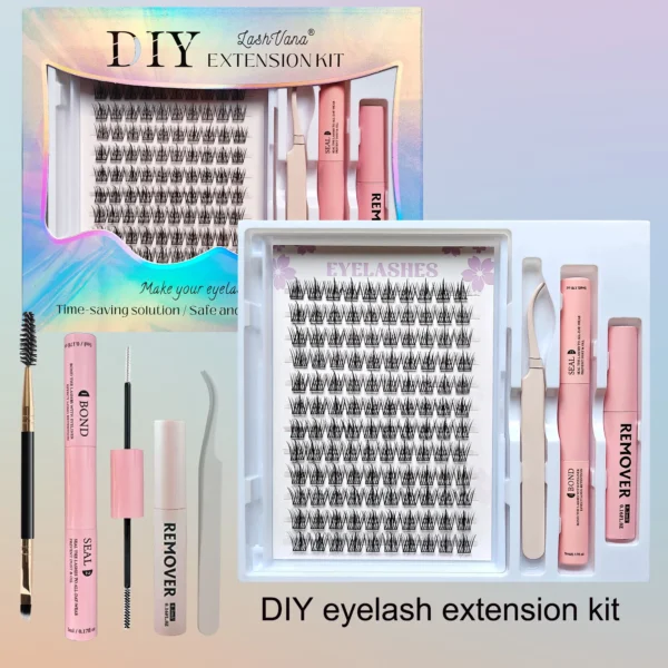 Lashes Clusters Set Extensions Kit Fake eyelashes Mix Lash Clusters with Lash Bond Seal and Lash Applicator Tool Makeup - Image 11