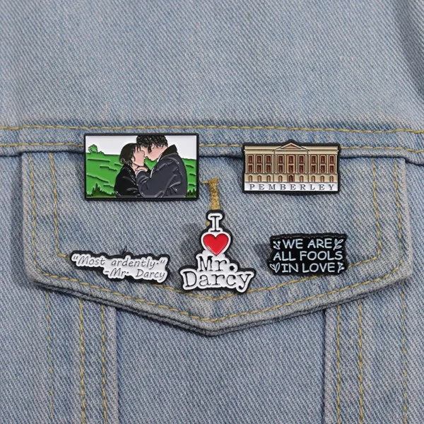Pride and Prejudice Enamel Pin I Love Mr Darcy Cartoon Metal Brooches Romantic Lover Story Film Lapel Badge Gift for Friends - Image 2