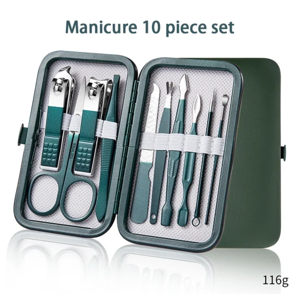 Ouriner 6-18Pcs Portable Manicure Sets Pedicure Kits Bright Black Nail Clipper Set Personal Care Tools Eyebrow Scissors - Image 7