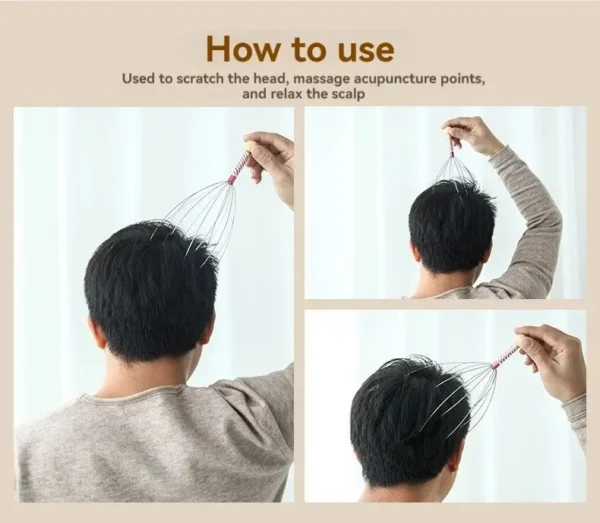 Octopus Head Massager Stainless Steel Engraved Head Relaxer Brain Massage Claw Scalp Scratcher Itch Reliever - Image 8