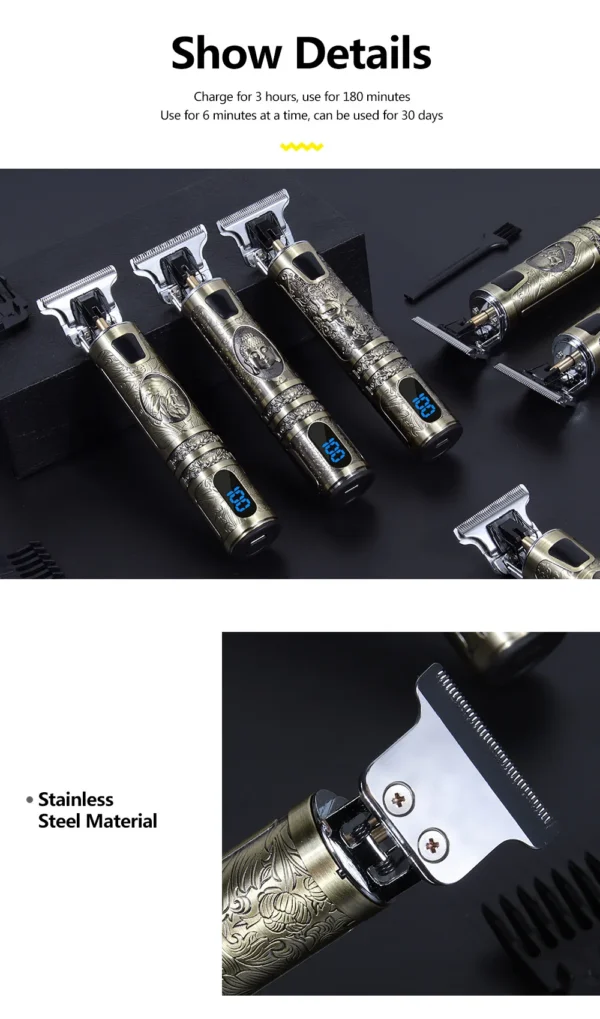 T9 LCD Electric Hairdresser Oil Shaving Head Electric Pusher Carving Electric Pusher Clipper Hair Precision Trimmer for Men Care - Image 35